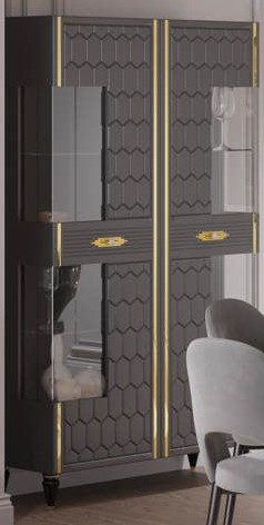 Шкаф 2-дверный (сер.-зол.), гостиная "Мария"