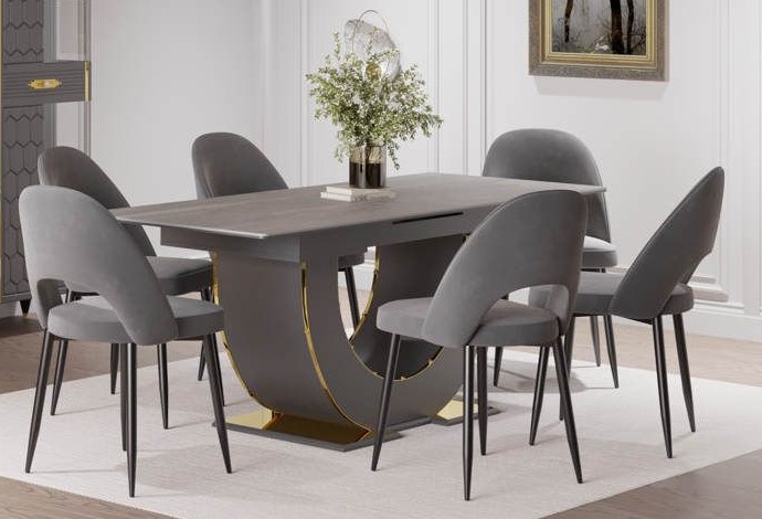 Стол с автоматическим механизмом раскладывания, столешница (сер.-зол.)гостиная "Мария"