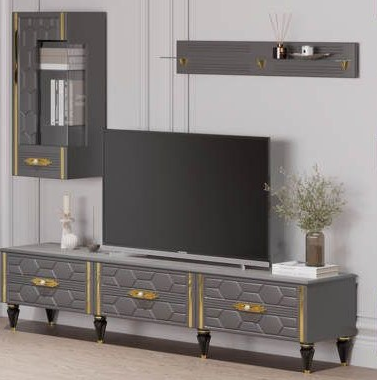 Тумба ТВ (сер.-зол.), гостиная "Мария"