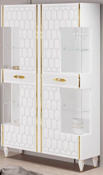 Шкаф 2-дверный (бел.-зол.), гостиная "Мария"