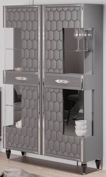 Шкаф 2-дверный (сер.-сереб.), гостиная "Мария"