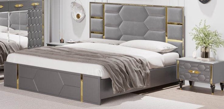 Кровать сп/м 1,8м (сер.-зол.) спальня "Мария"