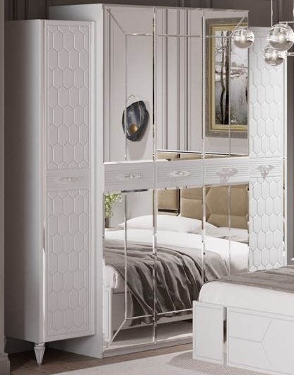 Шкаф 5-дверный (бел.-сер.) спальня "Мария"