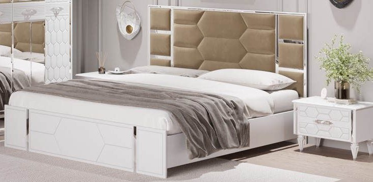 Кровать сп/м 1,8м (бел.-сер.) спальня "Мария"