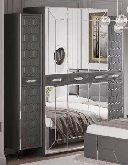 Шкаф 5-дверный (сер.-сереб.) спальня "Мария"