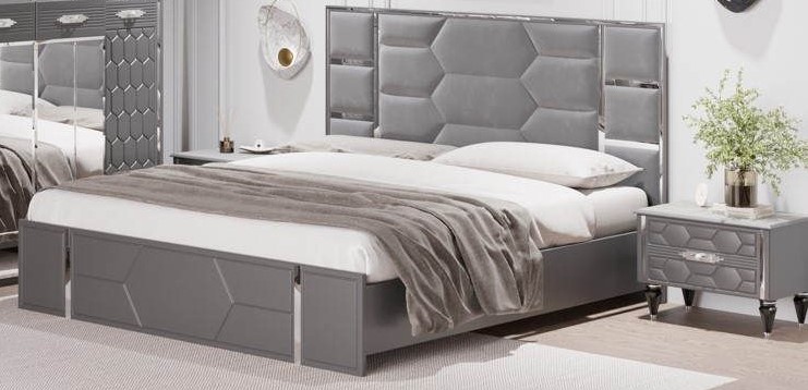 Кровать сп/м 1,8м (сер.-сереб.) спальня "Мария"