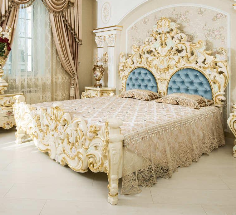 Кровать спальни "Барокко" слоновая кость
