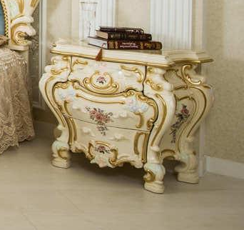 Тумба прикроватная спальня "Барокко" слоновая кость + золото