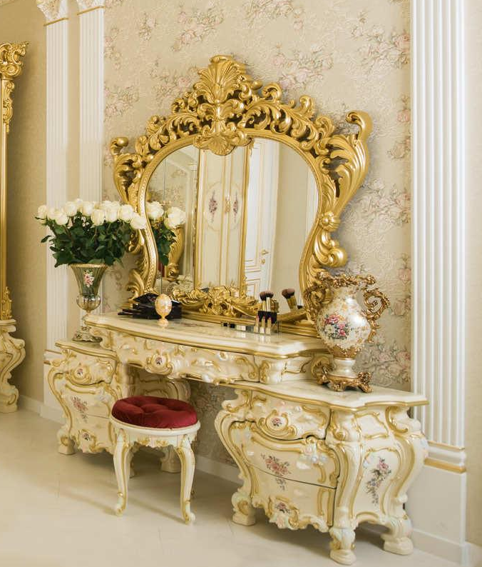 Стол туалетный "Барокко" слоновая кость + золото