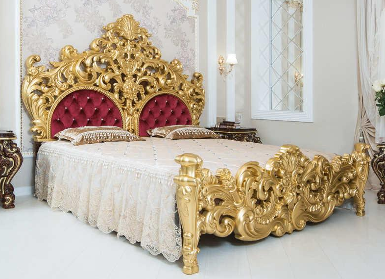 Кровать спальни "Барокко" орех-золото