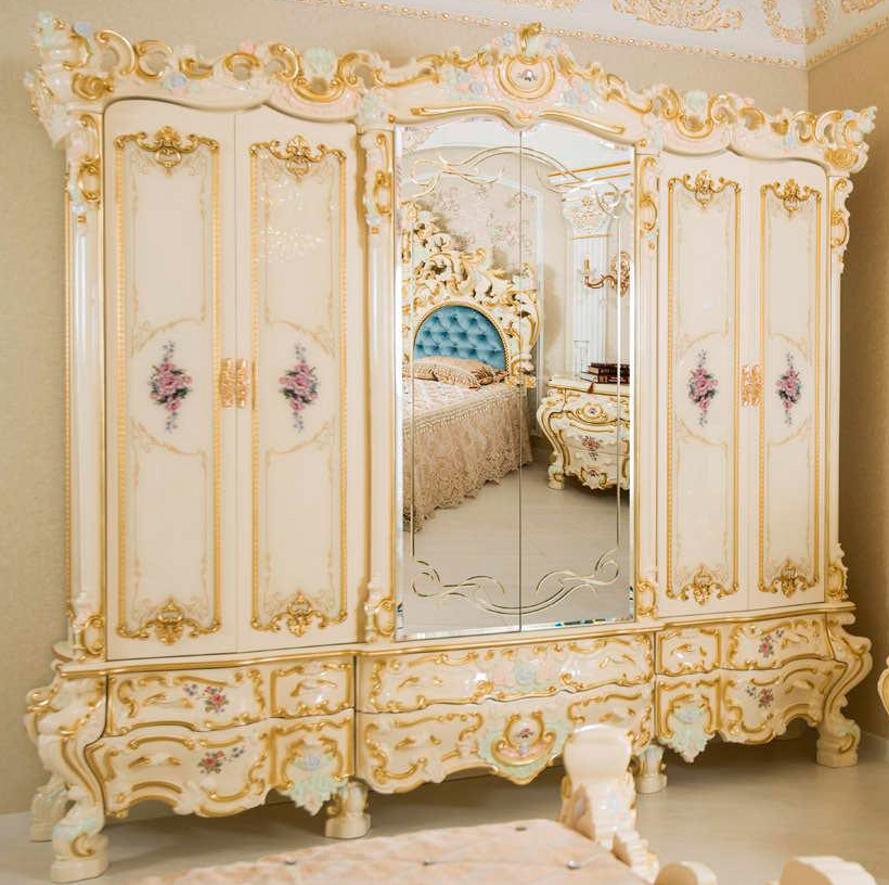Шкаф 6-ти дв. спальня "Барокко" слоновая кость