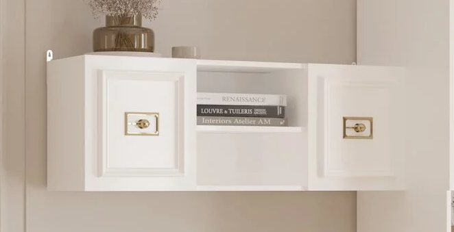 Шкаф навесной (бел.-зол.) молодежная комната «Виктория»