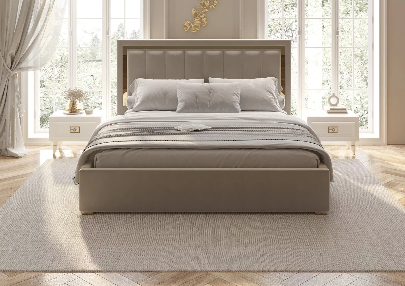 Кровать сп/м 1,8м (бел.-зол.) спальня "Виктория"