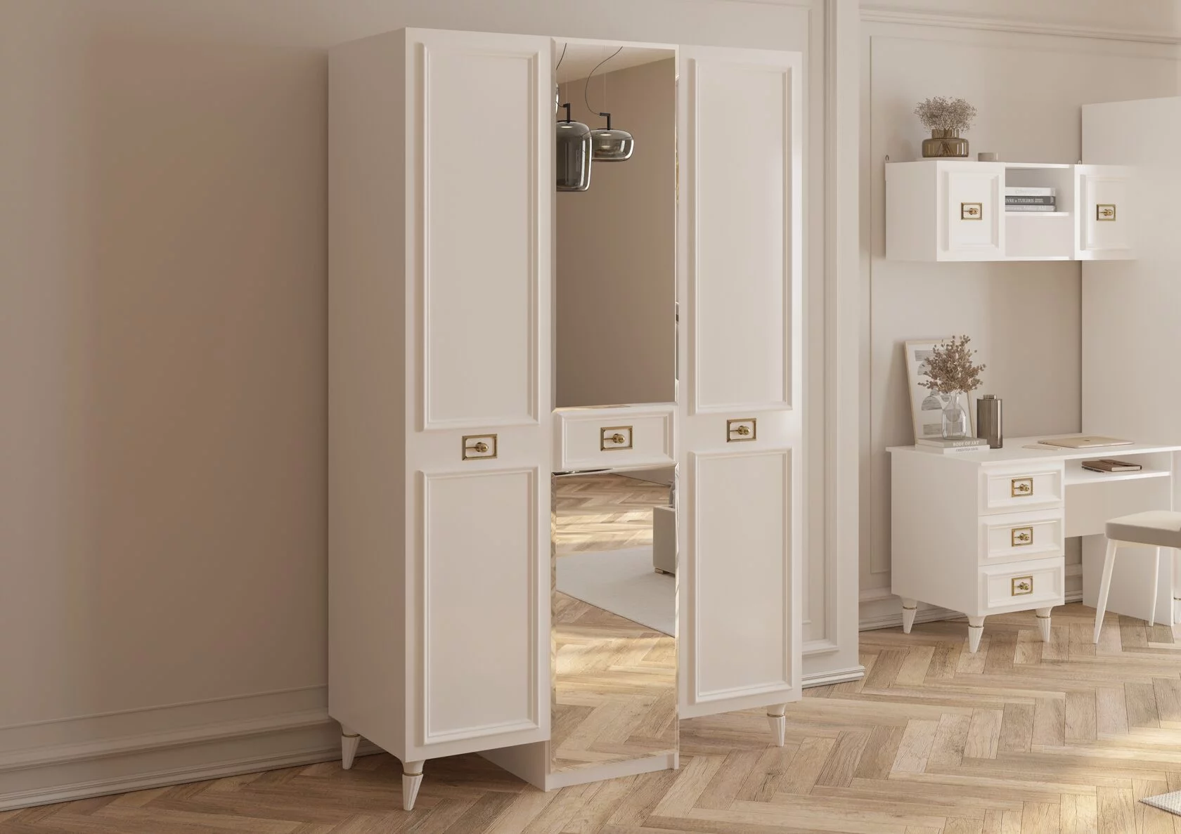 Шкаф 3-дверный (сер.-сереб.) спальня "Виктория"