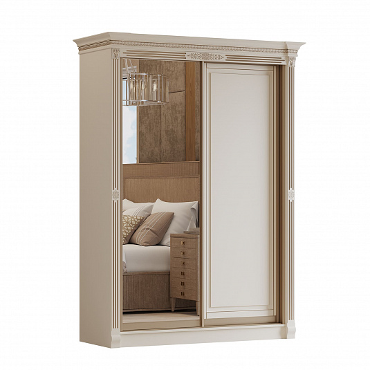 Купить Шкаф-купе 1,40 "Камелия" 2ст. Крем, Шампань, Профиль серебро мебельной фабрики АРИДА за 1р.